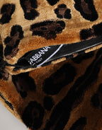 Dolce & Gabbana Brown Black Leopard Leather Elbow Length Mitten Gloves - Eljoys Fashion 
