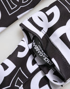 Dolce & Gabbana Black White DG Logo Elbow Length Mitten Gloves - Eljoys Fashion 