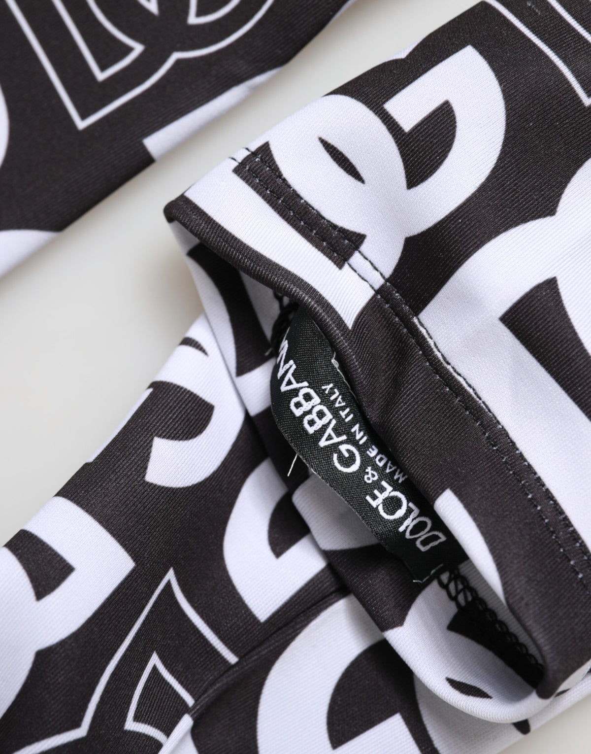 Dolce & Gabbana Black White DG Logo Elbow Length Mitten Gloves - Eljoys Fashion 