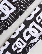 Dolce & Gabbana Black White DG Logo Elbow Length Mitten Gloves - Eljoys Fashion 
