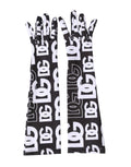 Dolce & Gabbana Black White DG Logo Elbow Length Mitten Gloves - Eljoys Fashion 