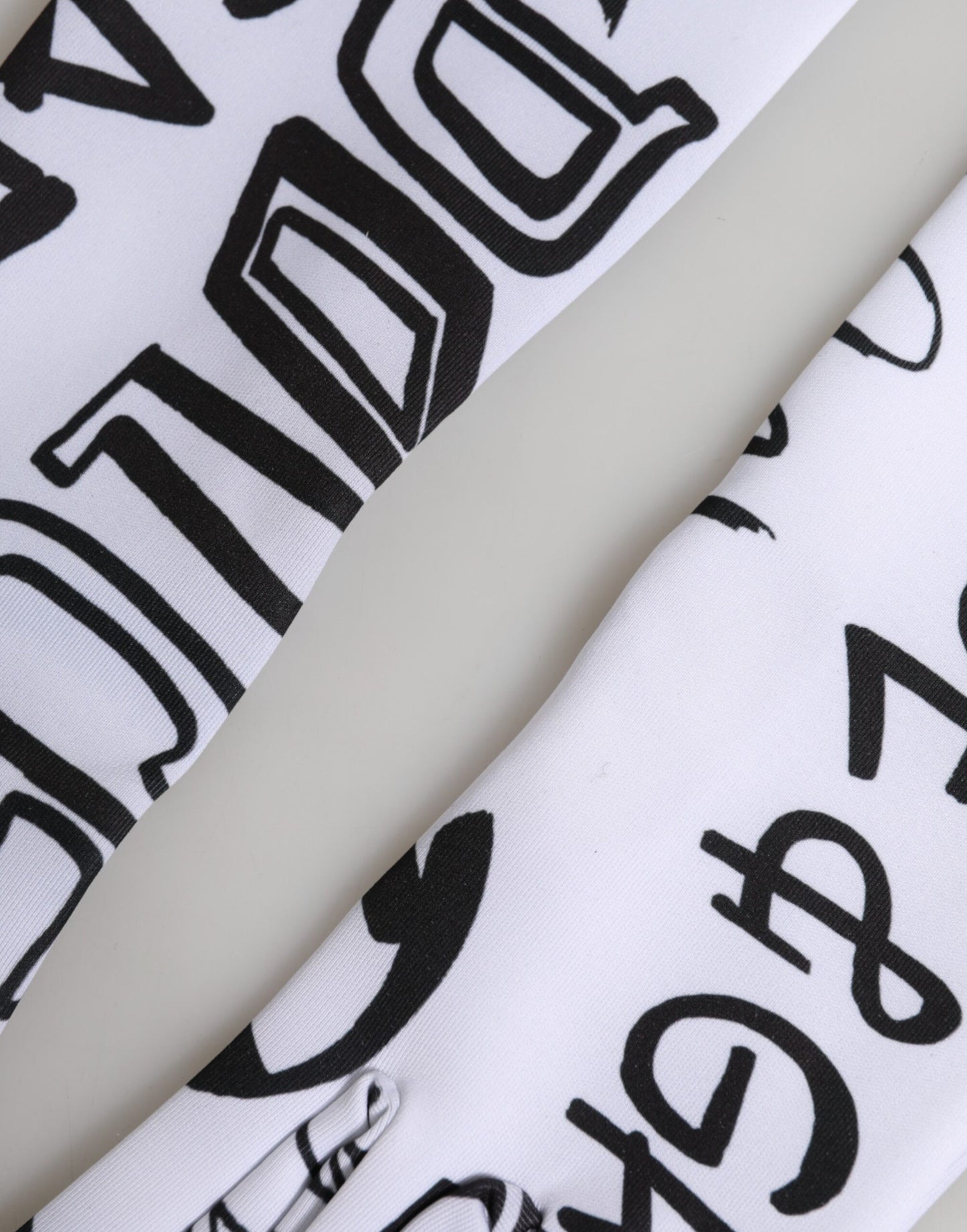 Dolce & Gabbana Black White DG Logo Elbow Length Mitten Gloves