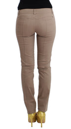 Cavalli Class Beige Dress Skinny Slim Straight Chinos Pants - Eljoys Fashion 