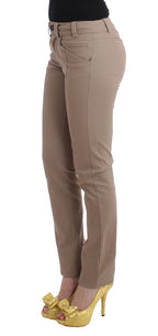 Cavalli Class Beige Dress Skinny Slim Straight Chinos Pants - Eljoys Fashion 
