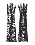 Dolce & Gabbana Black White DG Logo Elbow Length Mitten Gloves - Eljoys Fashion 