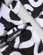 Dolce & Gabbana Black White DG Logo Elbow Length Mitten Gloves - Eljoys Fashion 