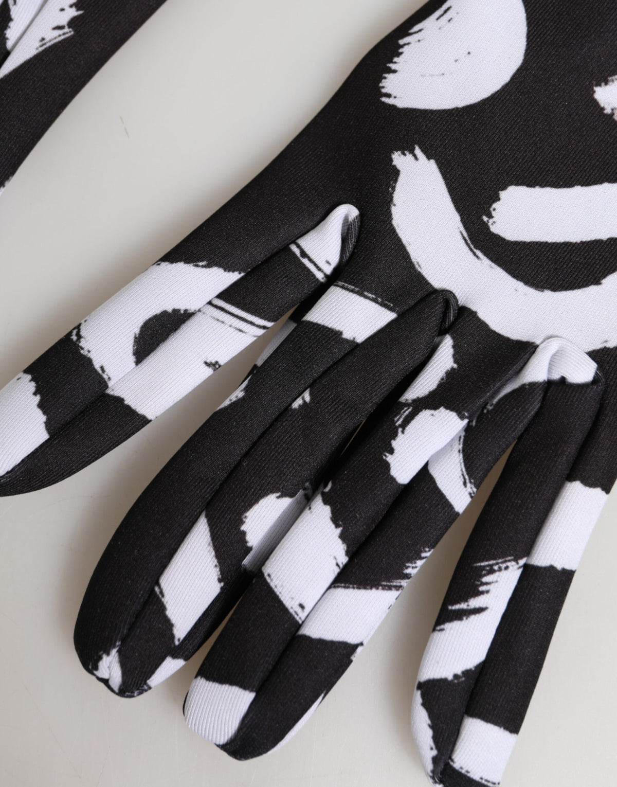 Dolce & Gabbana Black White DG Logo Elbow Length Mitten Gloves - Eljoys Fashion 
