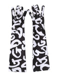 Dolce & Gabbana Black White DG Logo Elbow Length Mitten Gloves - Eljoys Fashion 
