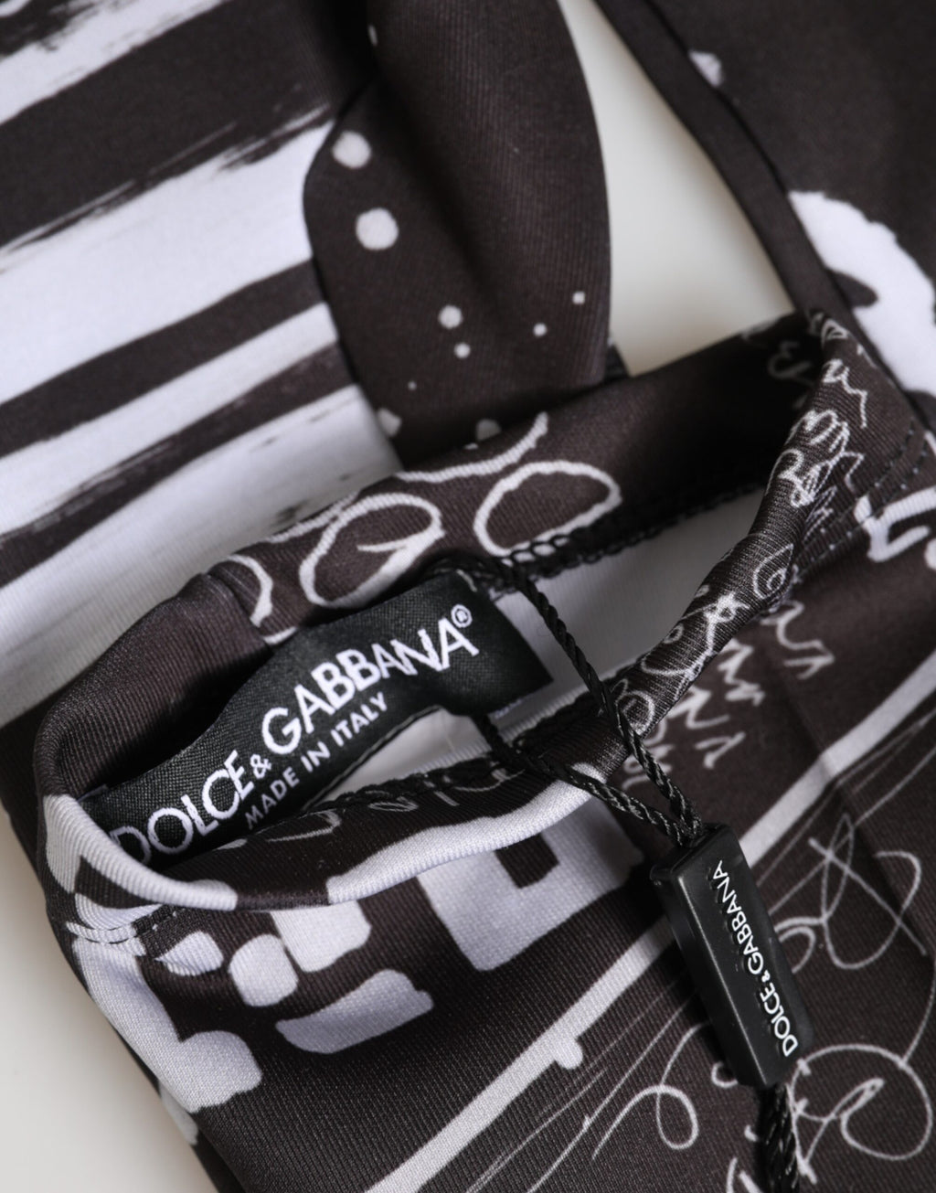 Dolce & Gabbana Black White DG Logo Elbow Length Mitten Gloves - Eljoys Fashion 