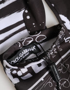 Dolce & Gabbana Black White DG Logo Elbow Length Mitten Gloves - Eljoys Fashion 