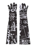 Dolce & Gabbana Black White DG Logo Elbow Length Mitten Gloves - Eljoys Fashion 