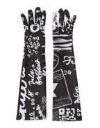 Dolce & Gabbana Black White DG Logo Elbow Length Mitten Gloves - Eljoys Fashion 
