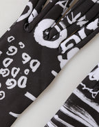 Dolce & Gabbana Black White DG Logo Elbow Length Mitten Gloves - Eljoys Fashion 