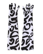 Dolce & Gabbana Black White DG Logo Elbow Length Mitten Gloves - Eljoys Fashion 