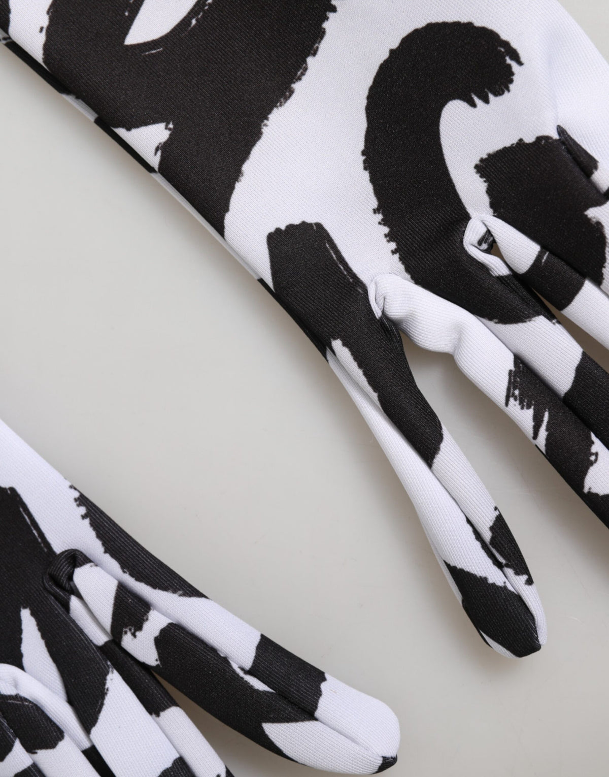 Dolce & Gabbana Black White DG Logo Elbow Length Mitten Gloves - Eljoys Fashion 