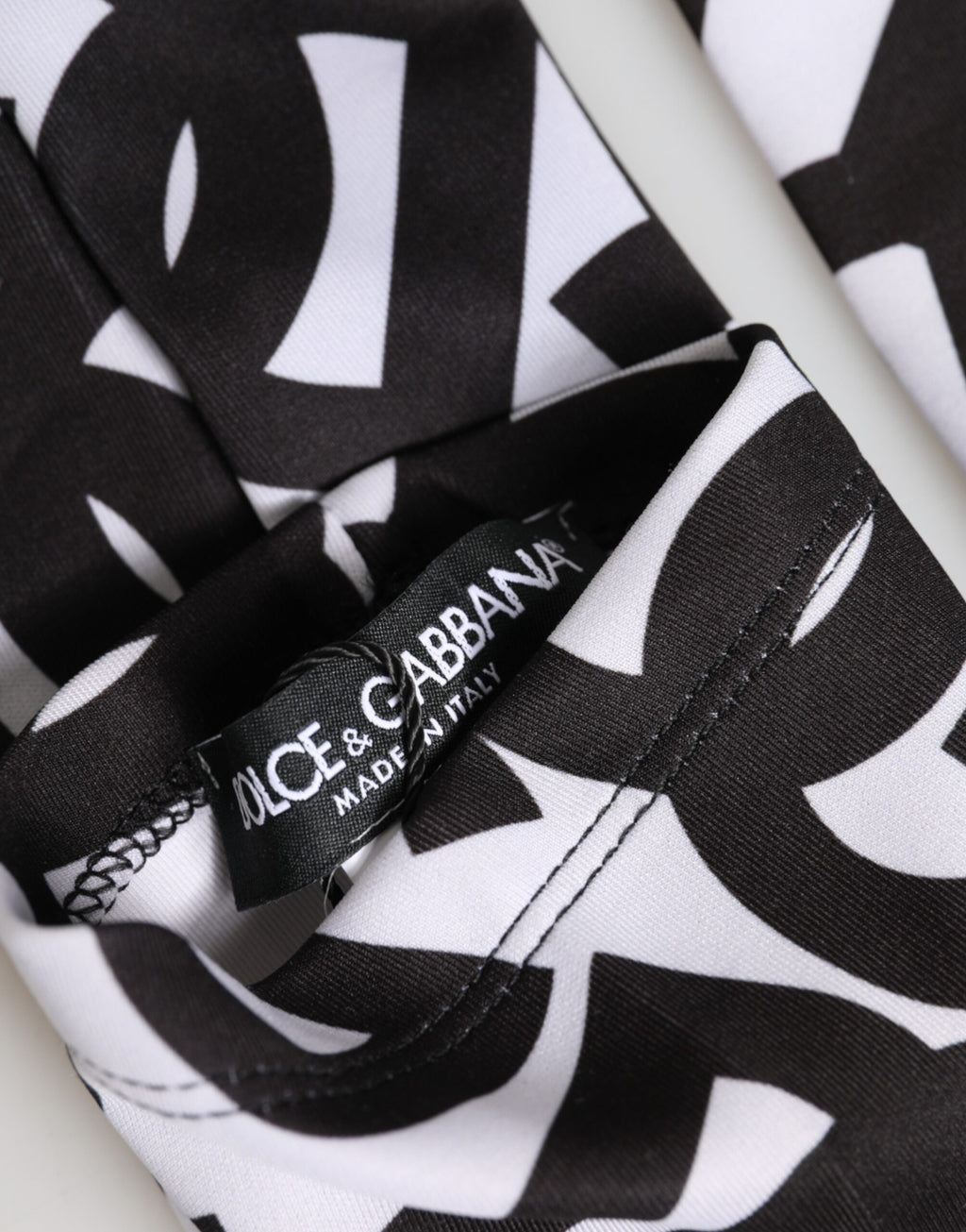 Dolce & Gabbana Black White DG Logo Elbow Length Mitten Gloves - Eljoys Fashion 