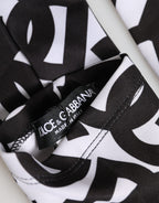 Dolce & Gabbana Black White DG Logo Elbow Length Mitten Gloves - Eljoys Fashion 