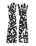Dolce & Gabbana Black White DG Logo Elbow Length Mitten Gloves - Eljoys Fashion 