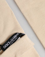 Dolce & Gabbana Beige Wool Fingerless Elbow Length Women Gloves