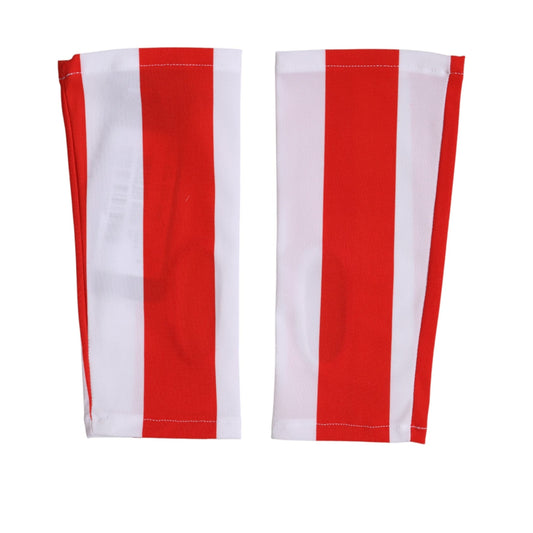 Dolce & Gabbana Red White Nylon Fingerless Wrist Length Gloves
