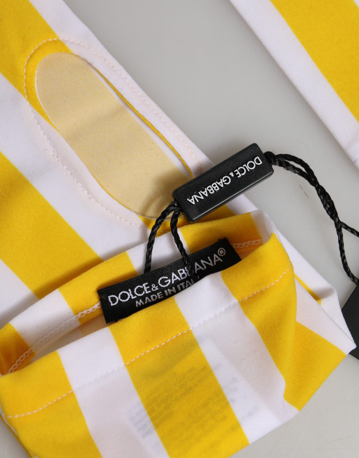 Dolce & Gabbana Yellow White Nylon Fingerless Wrist Length Gloves - Eljoys Fashion 