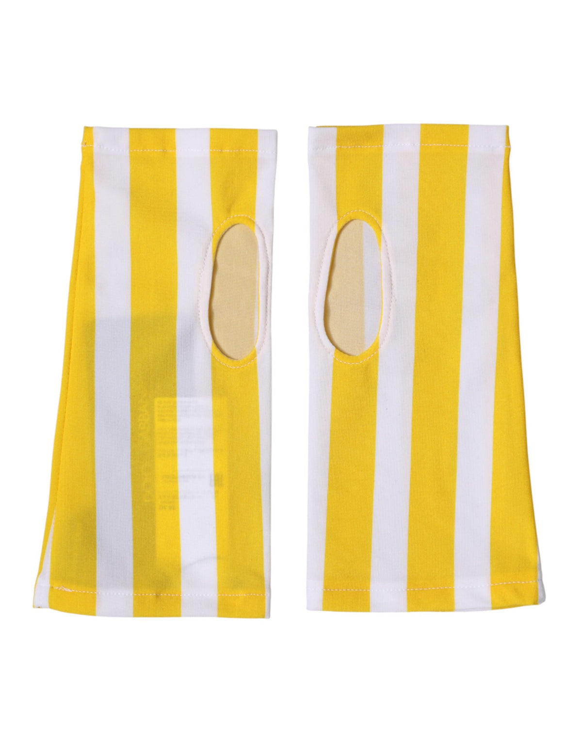 Dolce & Gabbana Yellow White Nylon Fingerless Wrist Length Gloves - Eljoys Fashion 
