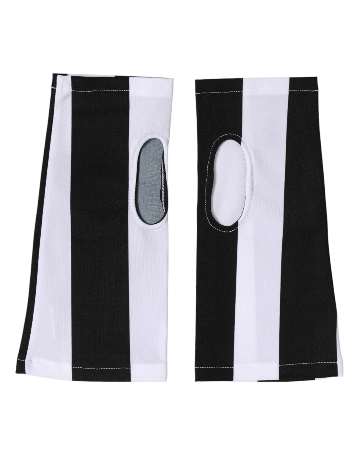 Dolce & Gabbana Black White Nylon Fingerless Wrist Length Gloves - Eljoys Fashion 
