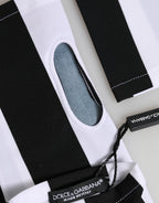 Dolce & Gabbana Black White Nylon Fingerless Wrist Length Gloves - Eljoys Fashion 