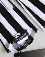 Dolce & Gabbana Black White Nylon Fingerless Wrist Length Gloves - Eljoys Fashion 