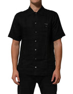 Carhartt Wip Black Linen Collared Short Sleeve Polo Shirt - Eljoys Fashion 
