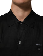 Carhartt Wip Black Linen Collared Short Sleeve Polo Shirt - Eljoys Fashion 