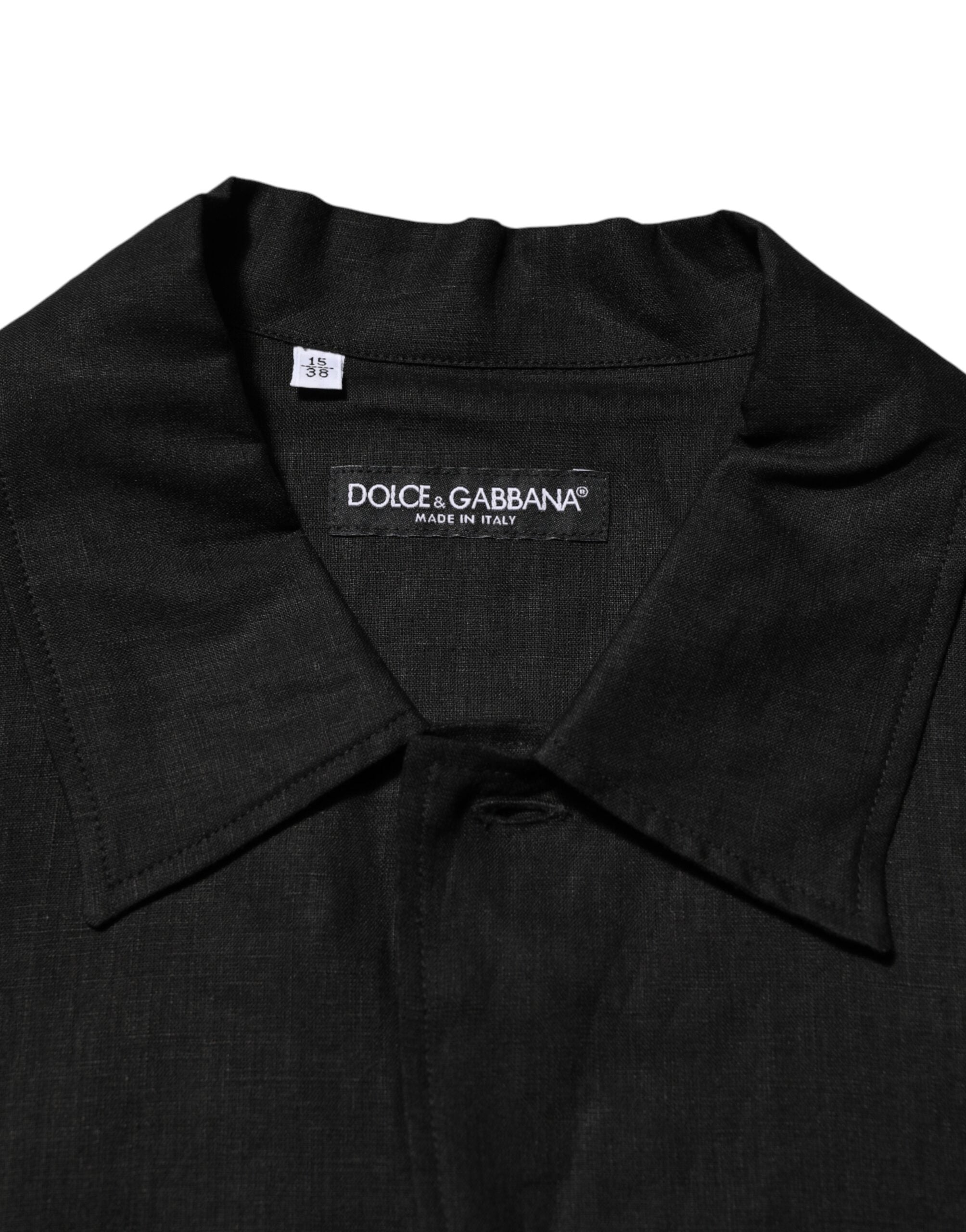 Carhartt Wip Black Linen Collared Short Sleeve Polo Shirt
