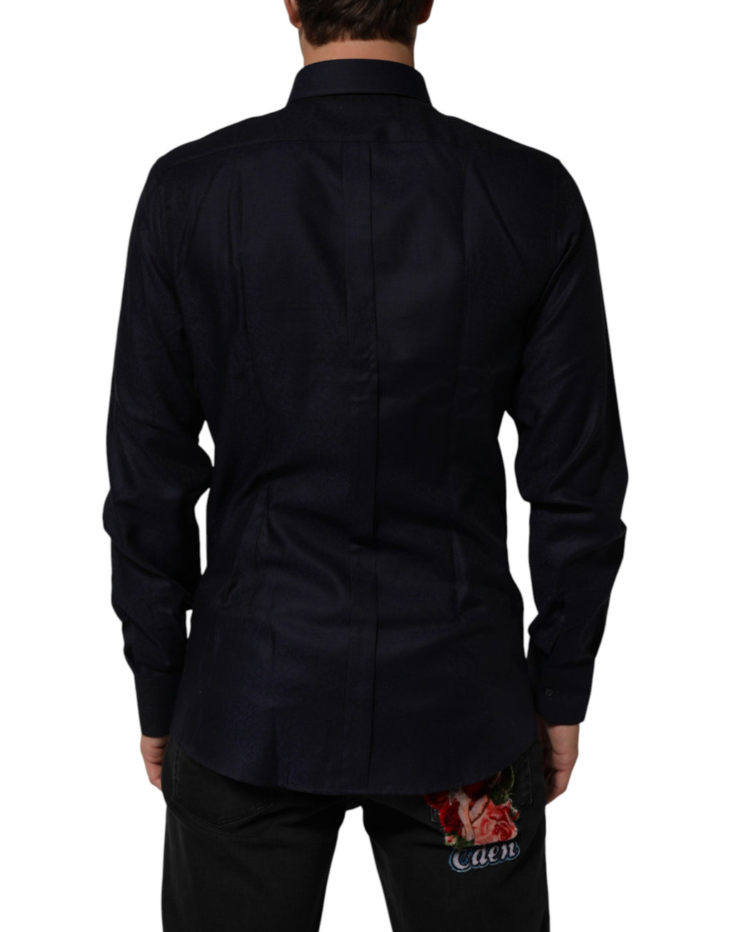 Dolce & Gabbana Blue Cotton Collared Long Sleeve GOLD Men Dress Shirt - Eljoys Fashion 
