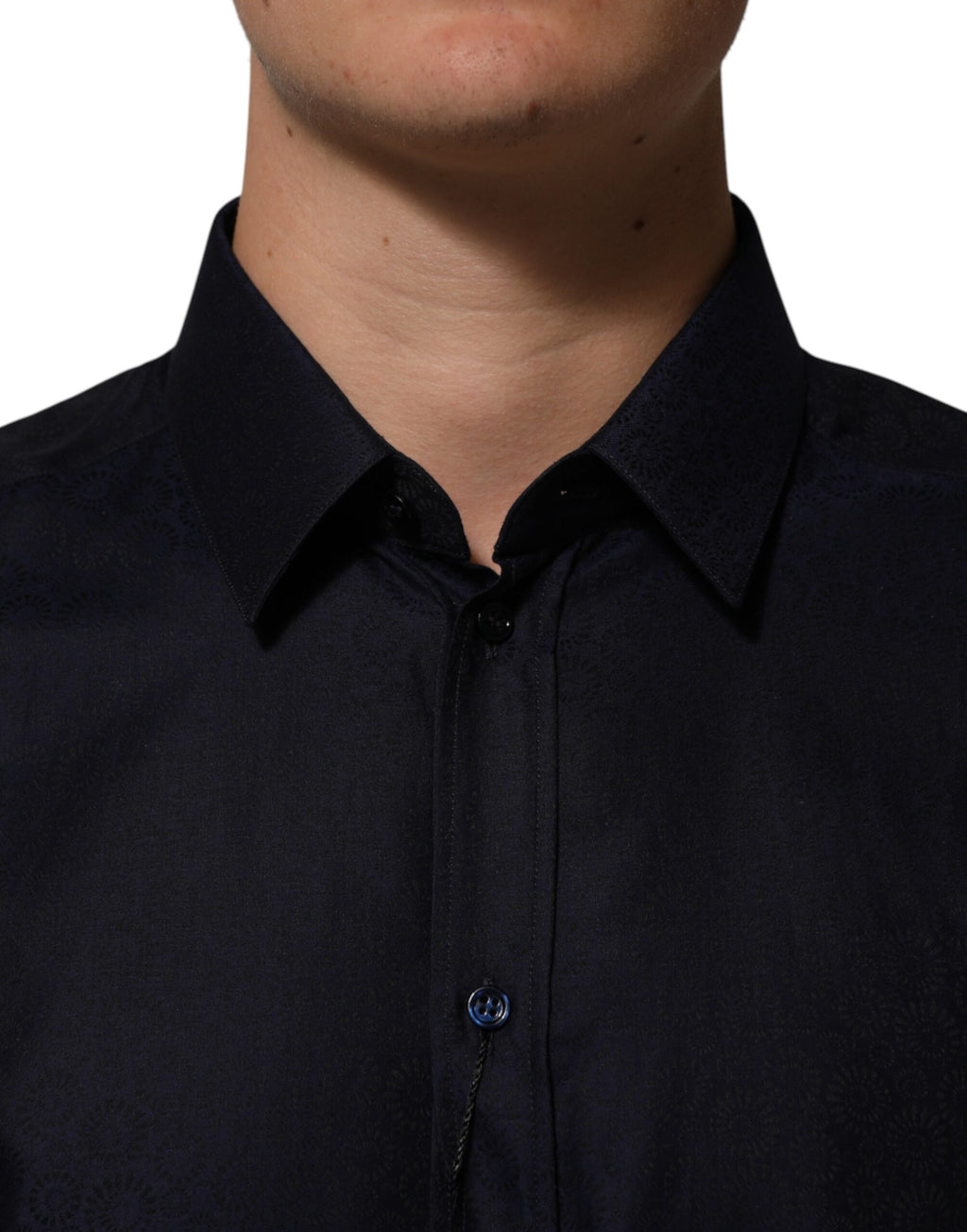 Dolce & Gabbana Blue Cotton Collared Long Sleeve GOLD Men Dress Shirt - Eljoys Fashion 