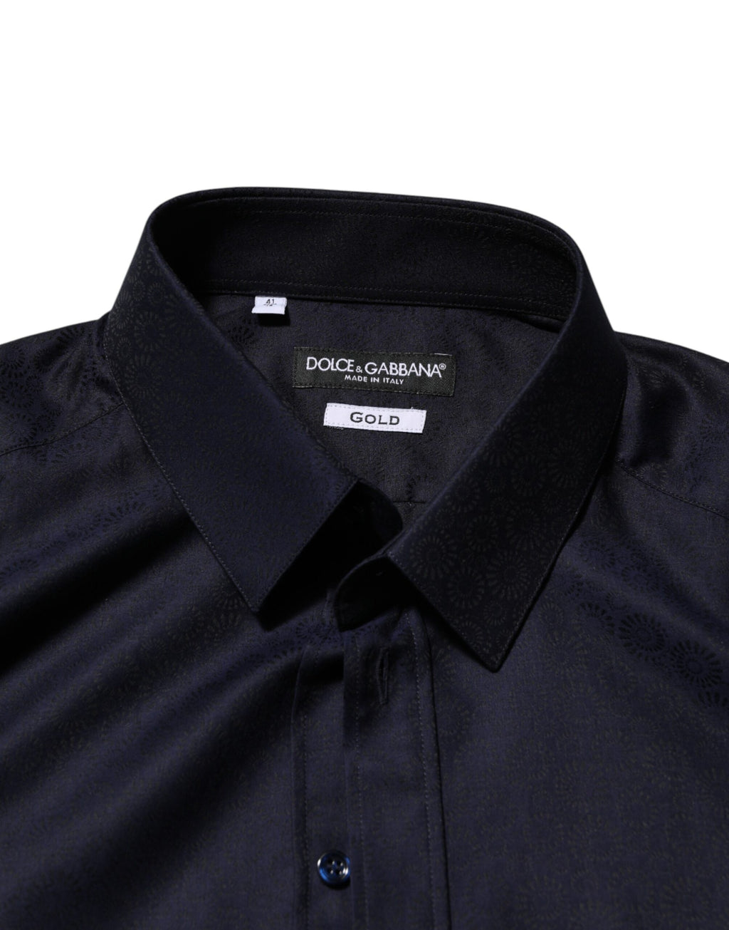 Dolce & Gabbana Blue Cotton Collared Long Sleeve GOLD Men Dress Shirt - Eljoys Fashion 