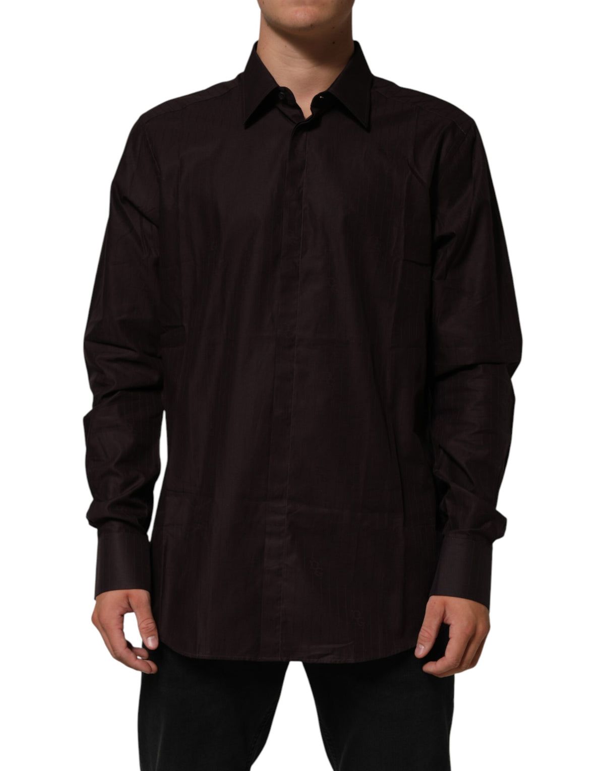 Dolce & Gabbana Brown Cotton LongSleeve MARTINI Dress  Shirt - Eljoys Fashion 