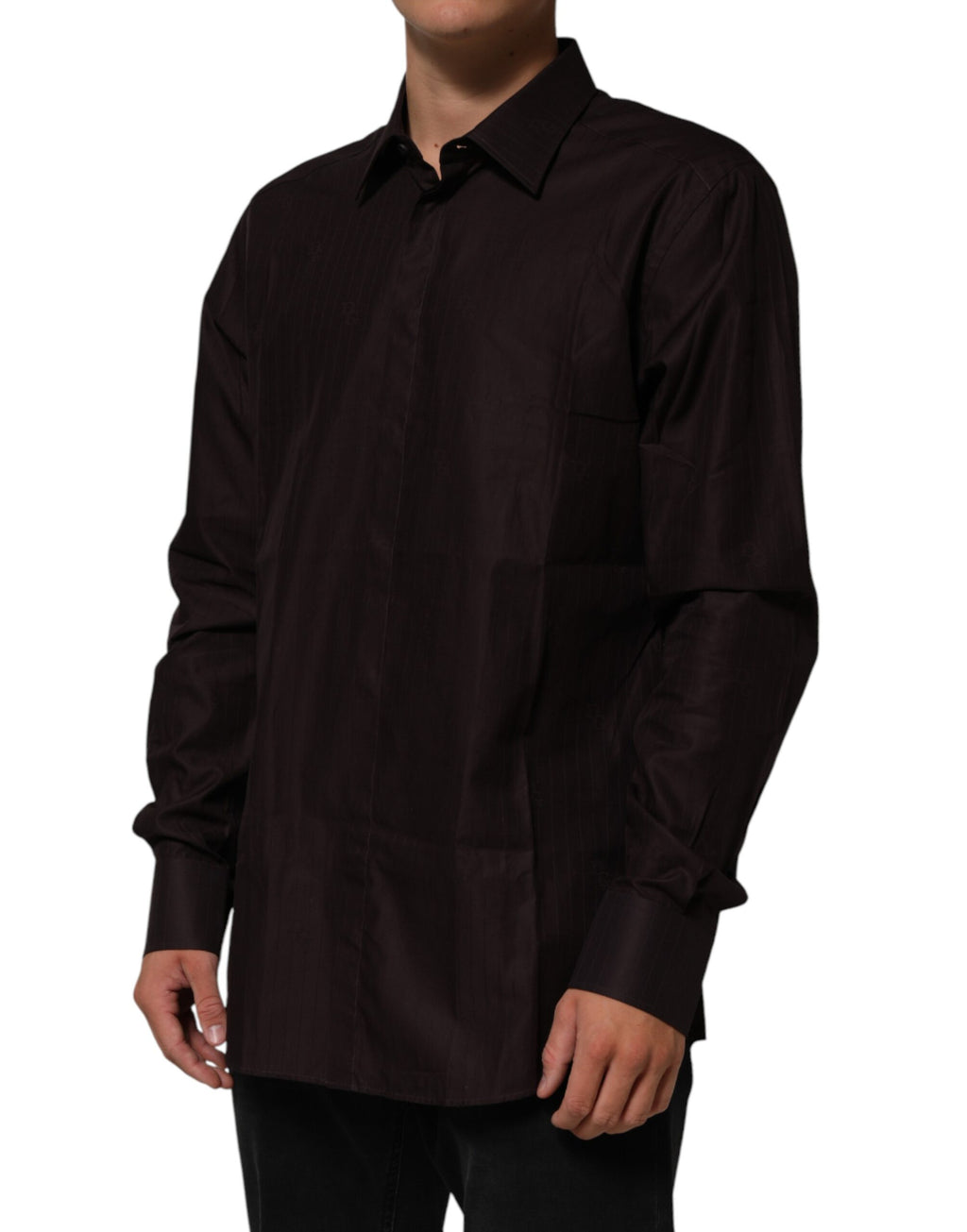 Dolce & Gabbana Brown Cotton LongSleeve MARTINI Dress  Shirt - Eljoys Fashion 