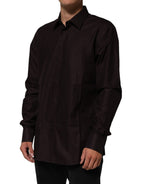 Dolce & Gabbana Brown Cotton LongSleeve MARTINI Dress  Shirt - Eljoys Fashion 