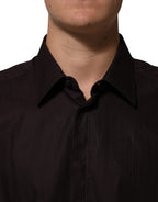 Dolce & Gabbana Brown Cotton LongSleeve MARTINI Dress  Shirt - Eljoys Fashion 