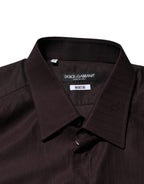 Dolce & Gabbana Brown Cotton LongSleeve MARTINI Dress  Shirt - Eljoys Fashion 