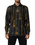 Dolce & Gabbana Black Dotted Tassel Silk Button Down Shirt - Eljoys Fashion 