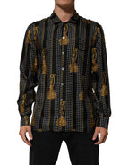 Dolce & Gabbana Black Dotted Tassel Silk Button Down Shirt - Eljoys Fashion 