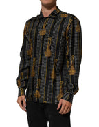 Dolce & Gabbana Black Dotted Tassel Silk Button Down Shirt - Eljoys Fashion 