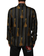 Dolce & Gabbana Black Dotted Tassel Silk Button Down Shirt - Eljoys Fashion 