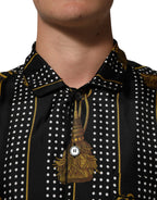 Dolce & Gabbana Black Dotted Tassel Silk Button Down Shirt - Eljoys Fashion 