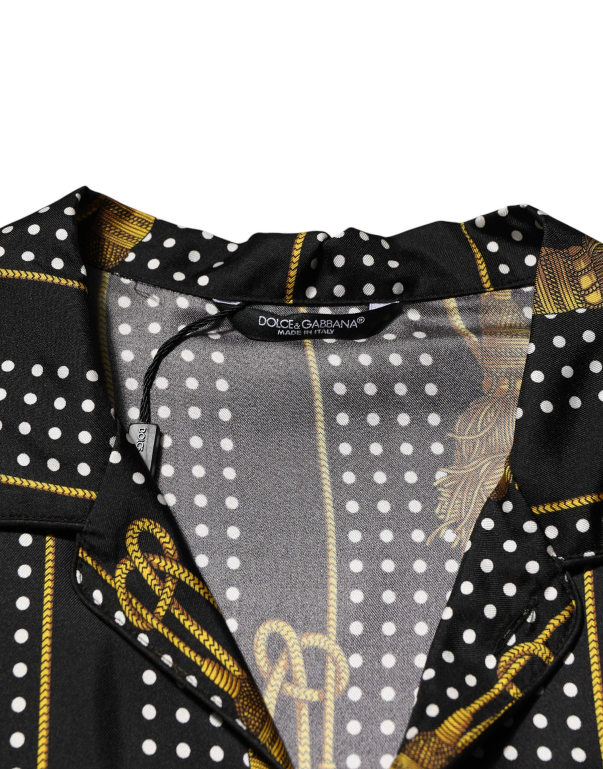 Dolce & Gabbana Black Dotted Tassel Silk Button Down Shirt - Eljoys Fashion 