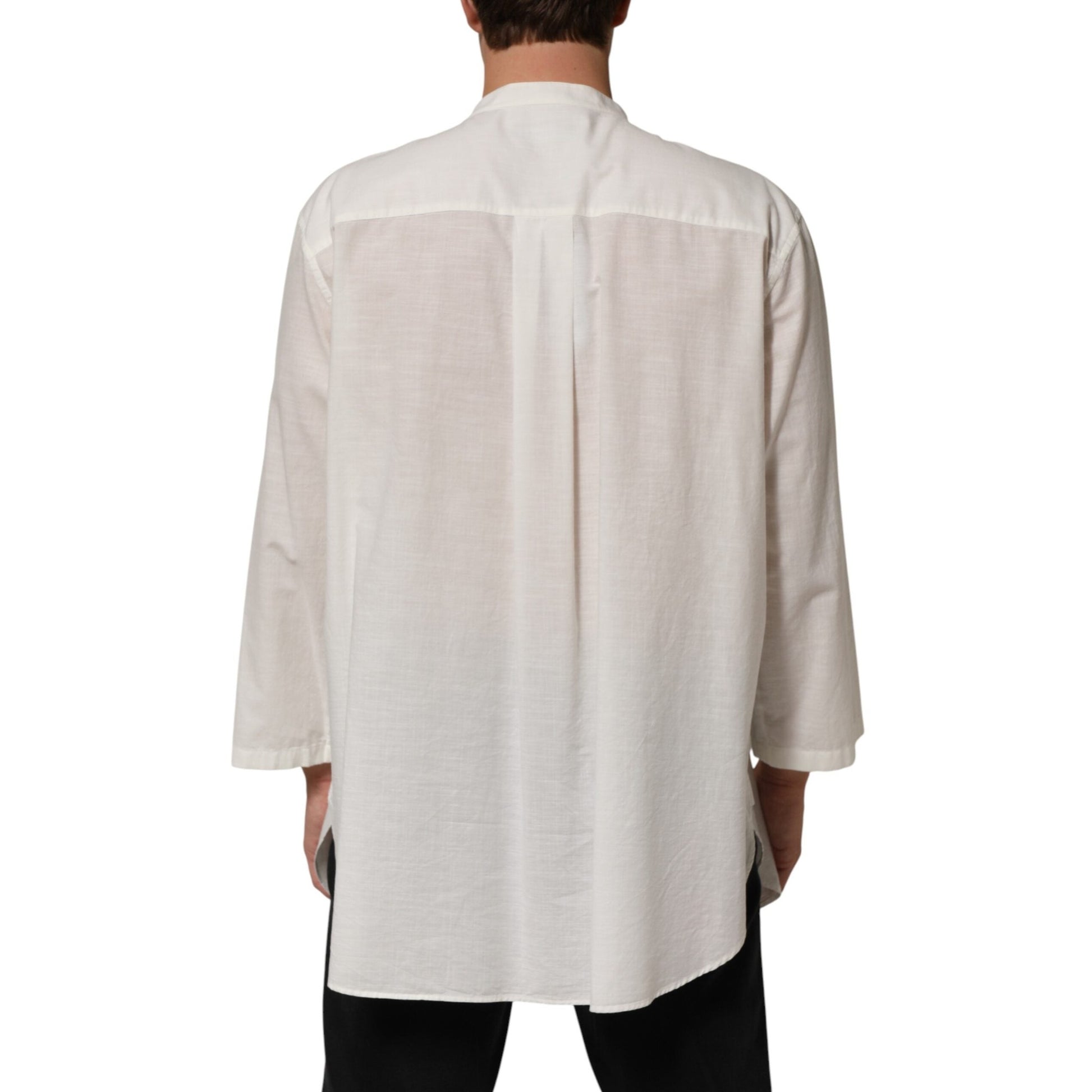 Dolce & Gabbana White Cotton Floral Print Button Down Shirt