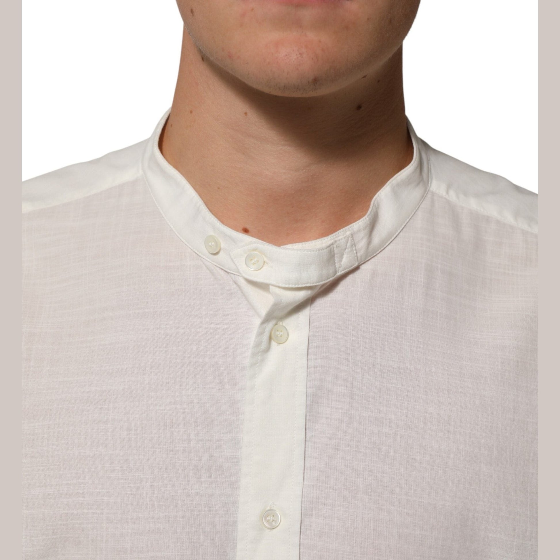 Dolce & Gabbana White Cotton Floral Print Button Down Shirt