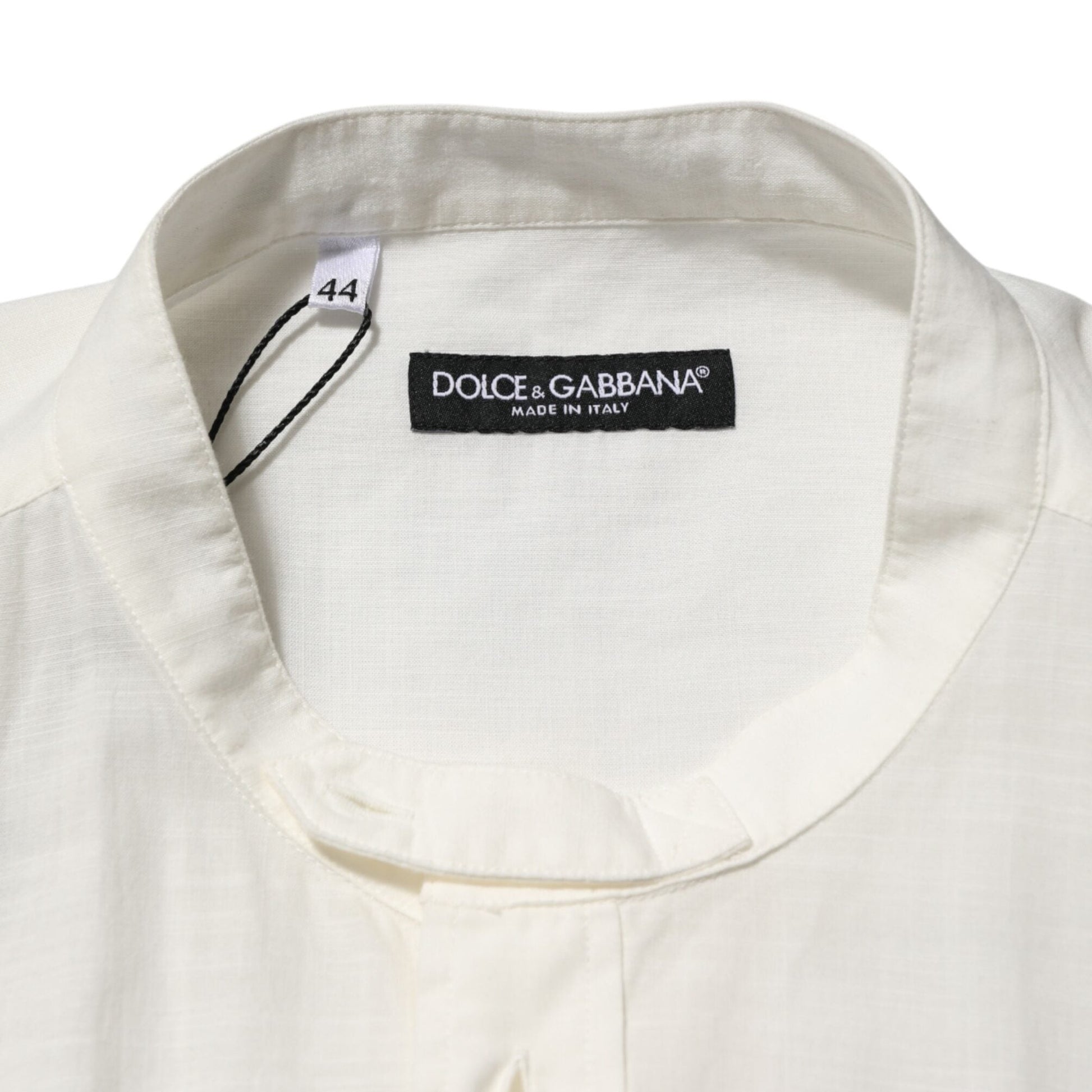 Dolce & Gabbana White Cotton Floral Print Button Down Shirt