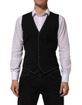 Dolce & Gabbana Black Wool Dress Formal Men Waistcoat Vest - Eljoys Fashion 